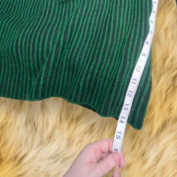 Zara knit Green Black Striped Turtleneck Sweater Size Med - Picture 6 of 6